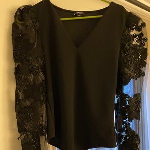 Floral Lace Sleeve Thong Bodysuit